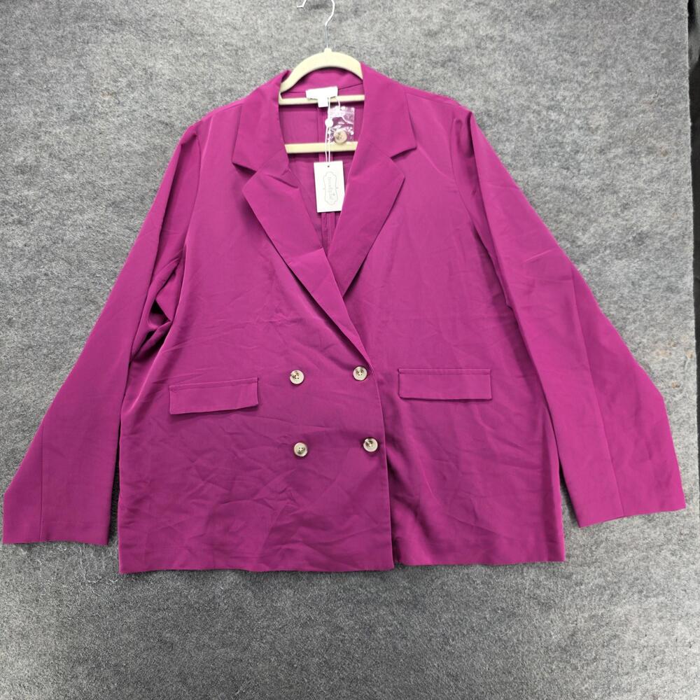Mud Pie Blazer Womens L Pink Crepe Regular Notch Lapel Four-Button Tailored